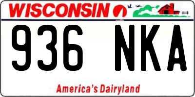WI license plate 936NKA