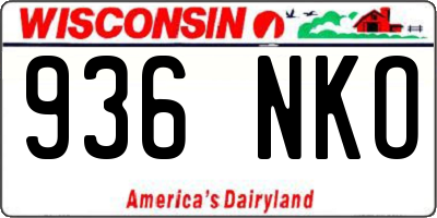 WI license plate 936NKO