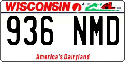 WI license plate 936NMD
