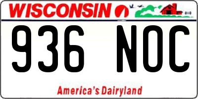 WI license plate 936NOC