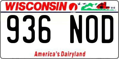 WI license plate 936NOD