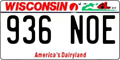 WI license plate 936NOE