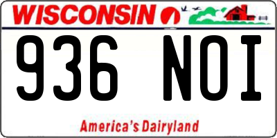 WI license plate 936NOI
