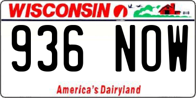WI license plate 936NOW