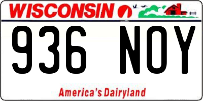 WI license plate 936NOY