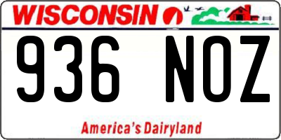 WI license plate 936NOZ