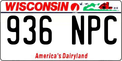 WI license plate 936NPC