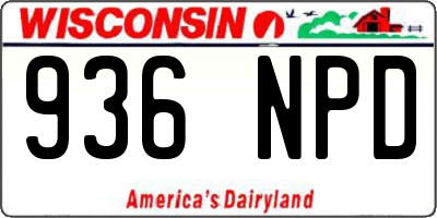 WI license plate 936NPD