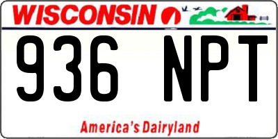 WI license plate 936NPT