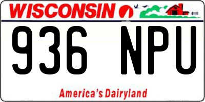 WI license plate 936NPU