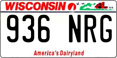 WI license plate 936NRG