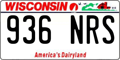 WI license plate 936NRS