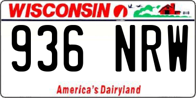 WI license plate 936NRW