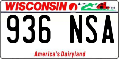 WI license plate 936NSA