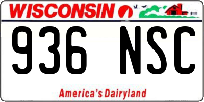 WI license plate 936NSC