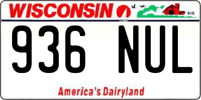 WI license plate 936NUL