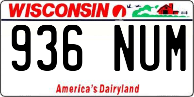 WI license plate 936NUM