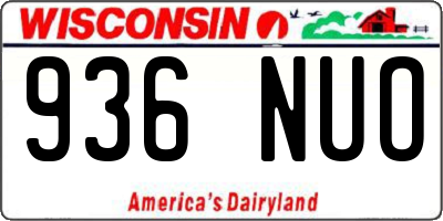 WI license plate 936NUO