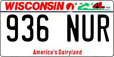 WI license plate 936NUR