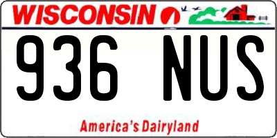 WI license plate 936NUS