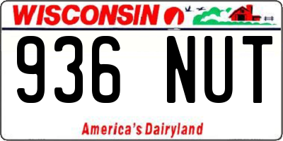 WI license plate 936NUT