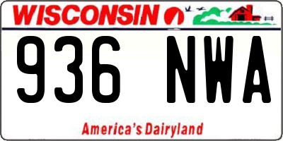 WI license plate 936NWA