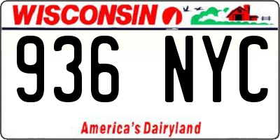 WI license plate 936NYC