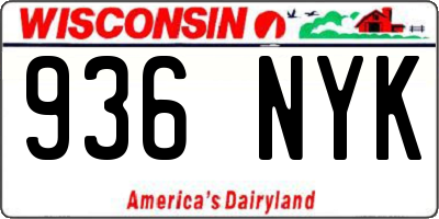 WI license plate 936NYK