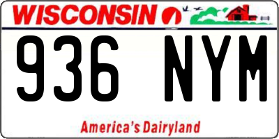 WI license plate 936NYM