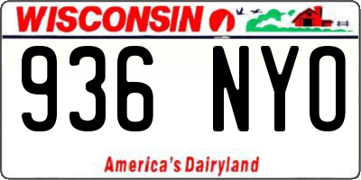 WI license plate 936NYO