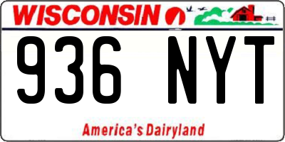 WI license plate 936NYT