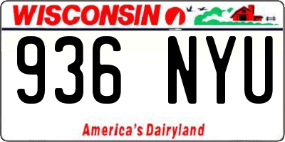 WI license plate 936NYU