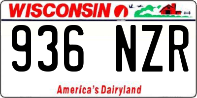 WI license plate 936NZR