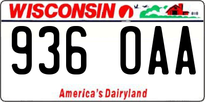 WI license plate 936OAA