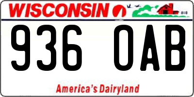 WI license plate 936OAB