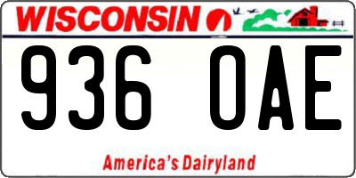 WI license plate 936OAE