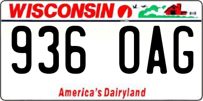 WI license plate 936OAG