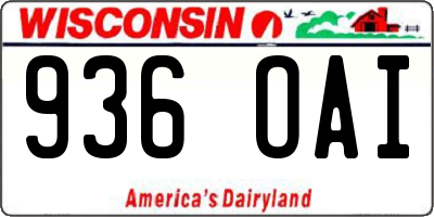 WI license plate 936OAI