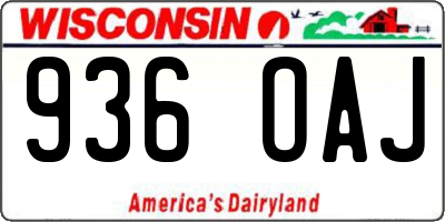 WI license plate 936OAJ