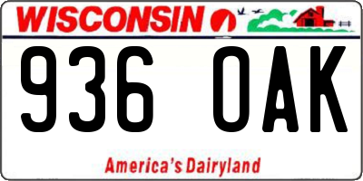 WI license plate 936OAK