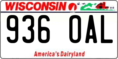 WI license plate 936OAL