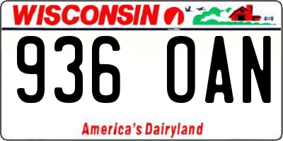WI license plate 936OAN