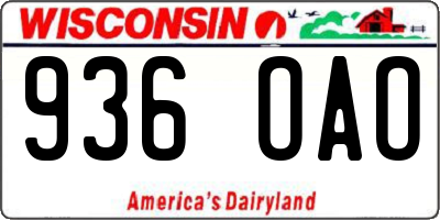 WI license plate 936OAO