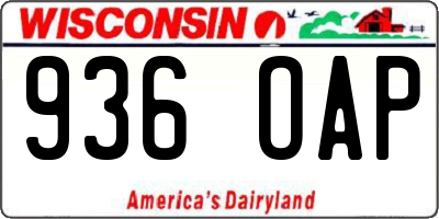 WI license plate 936OAP