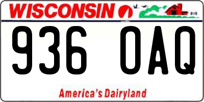 WI license plate 936OAQ
