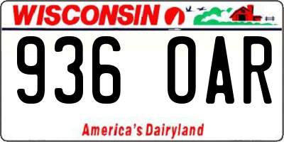 WI license plate 936OAR