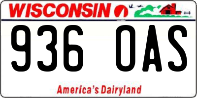 WI license plate 936OAS