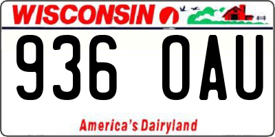 WI license plate 936OAU