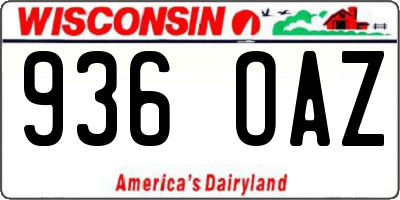 WI license plate 936OAZ