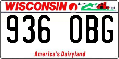 WI license plate 936OBG